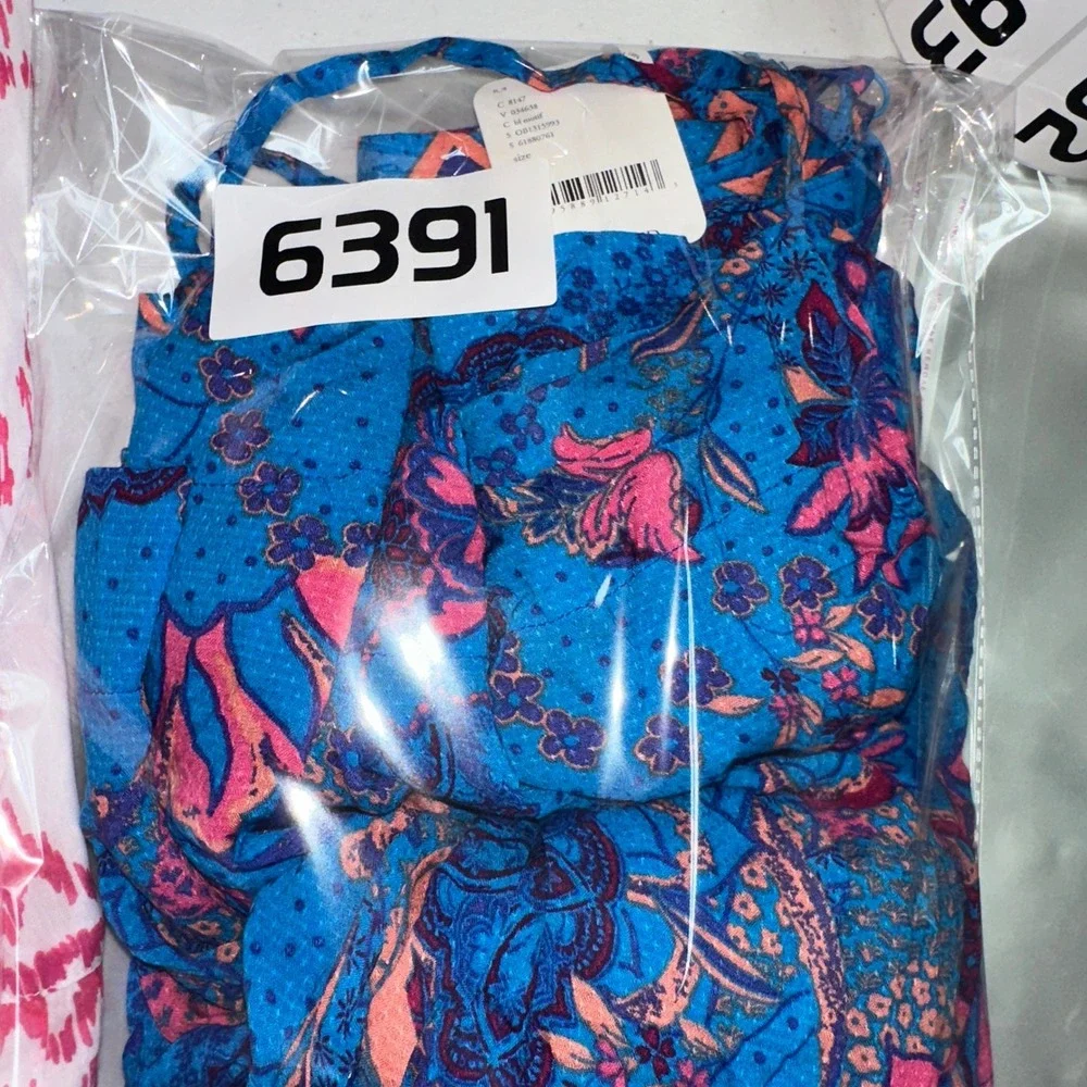 Free People Intimately Cami Top Small Blue Floral Tiered Ruffle OB1315993 NEW